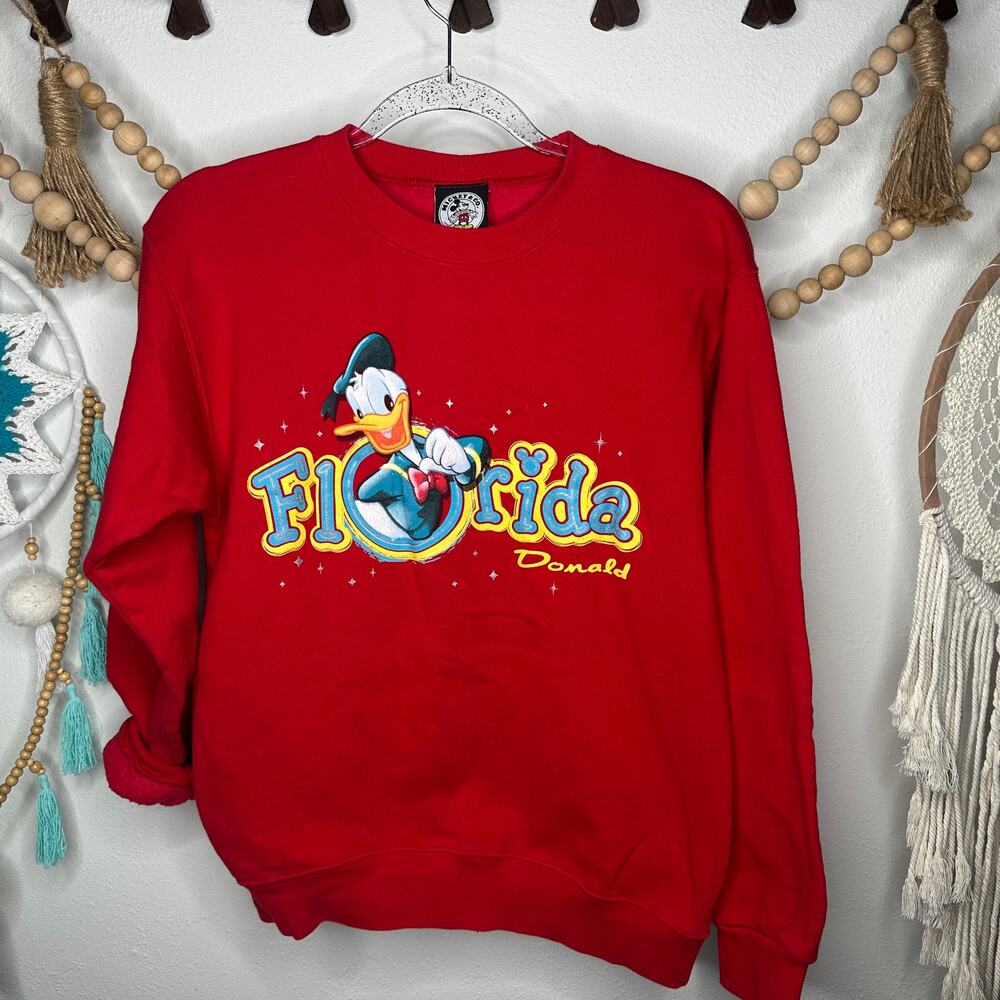 Vintage Disney Mickey & Co Red Donald Duck Florida Crewneck